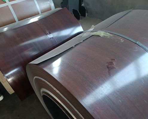 0.48mm 프린테크 PPGI 인쇄 된 목재 곡물 패턴 설계 된 진열 철 코일 사용자 정의 내구성 경화 저항